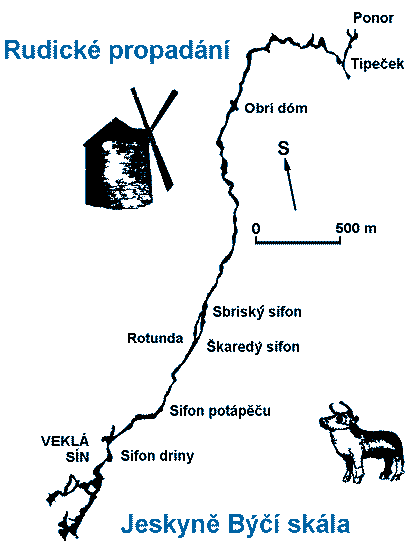 Rudicke-barlang térképe