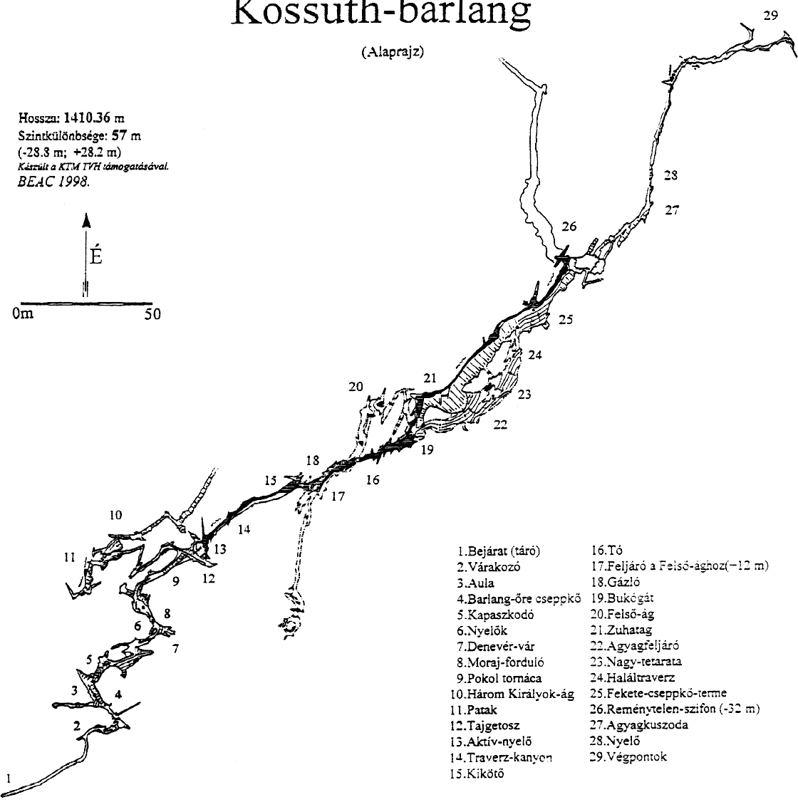 Kossuth-barlang térképe